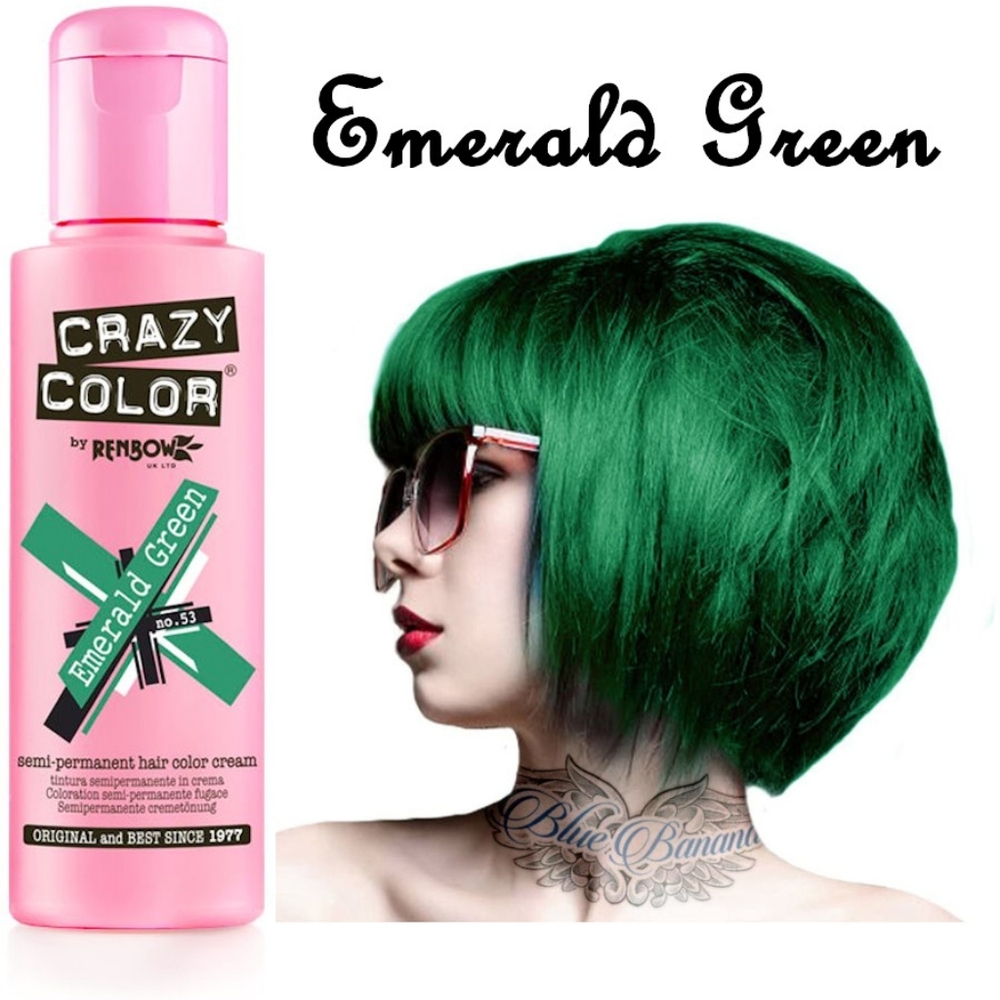 Crazy Color Semi-permanent hair color Emerald green 100ml 100% vegan